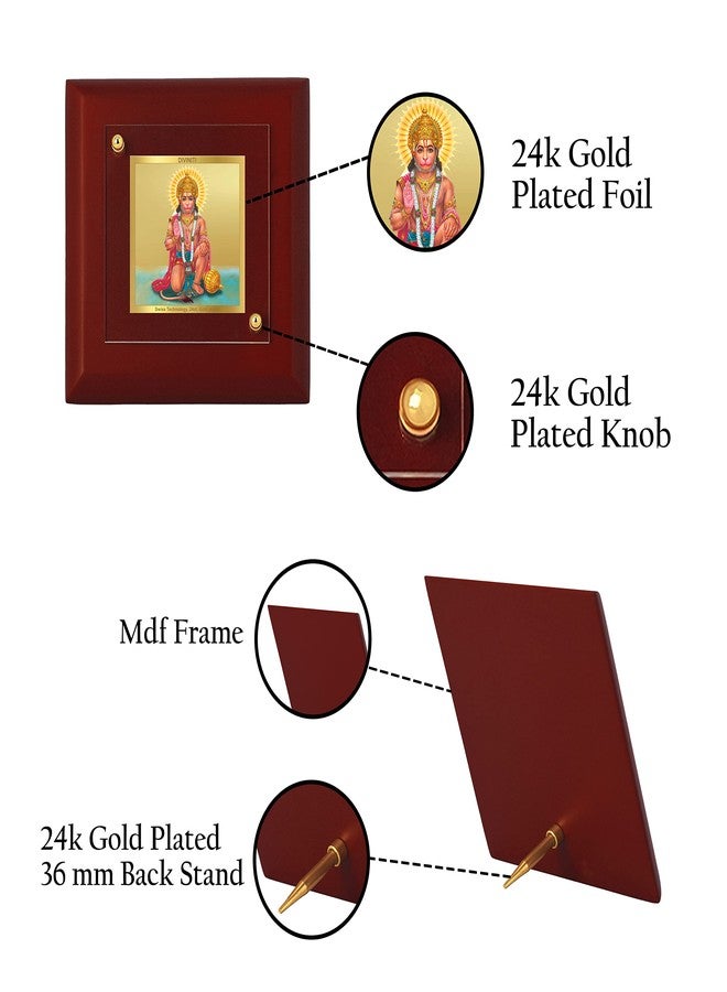 DIVINITI 24K Gold Plated Foil Lord Hanuman Ji Photo Frame For Home Decor, Table Top|MDF 1A with |Religious Photo Frame Idol For Pooja, Prayer, Gift (10 CM X 10 CM) - Image 3